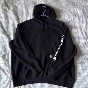 Carhartt Men's Black Hoodie with White Logo